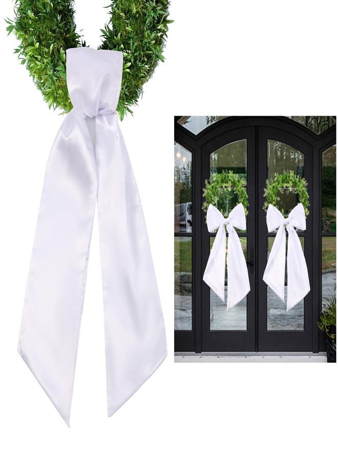 Fucibt 2 Pack Wreath Sash for Front Door, Blank White Sash for Monogram Embroidery, Front Door Porch Decor, Wreath Accessories, 5'' W x 54'' L (2) - Image 1